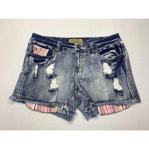 Women's Dear John Size 26 Denim Stretch Distressed Raw Hem Shorts P156